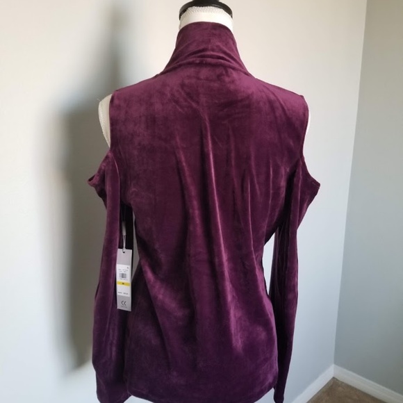 Calvin Klein Velvet Cold Shoulder Blouse Top - Picture 9 of 9